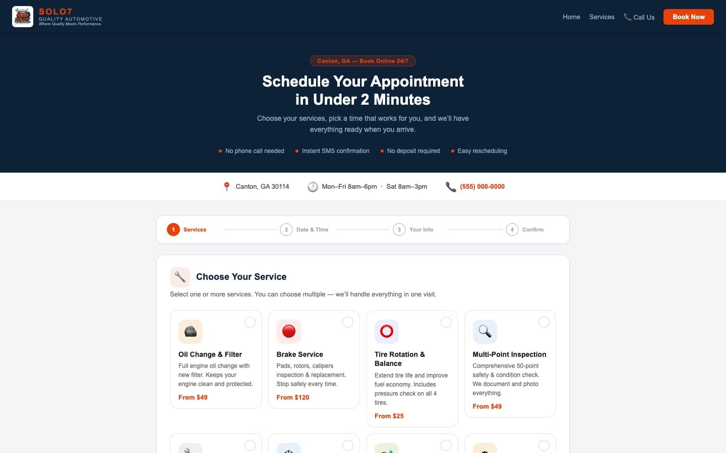 Solo7 Booking screenshot