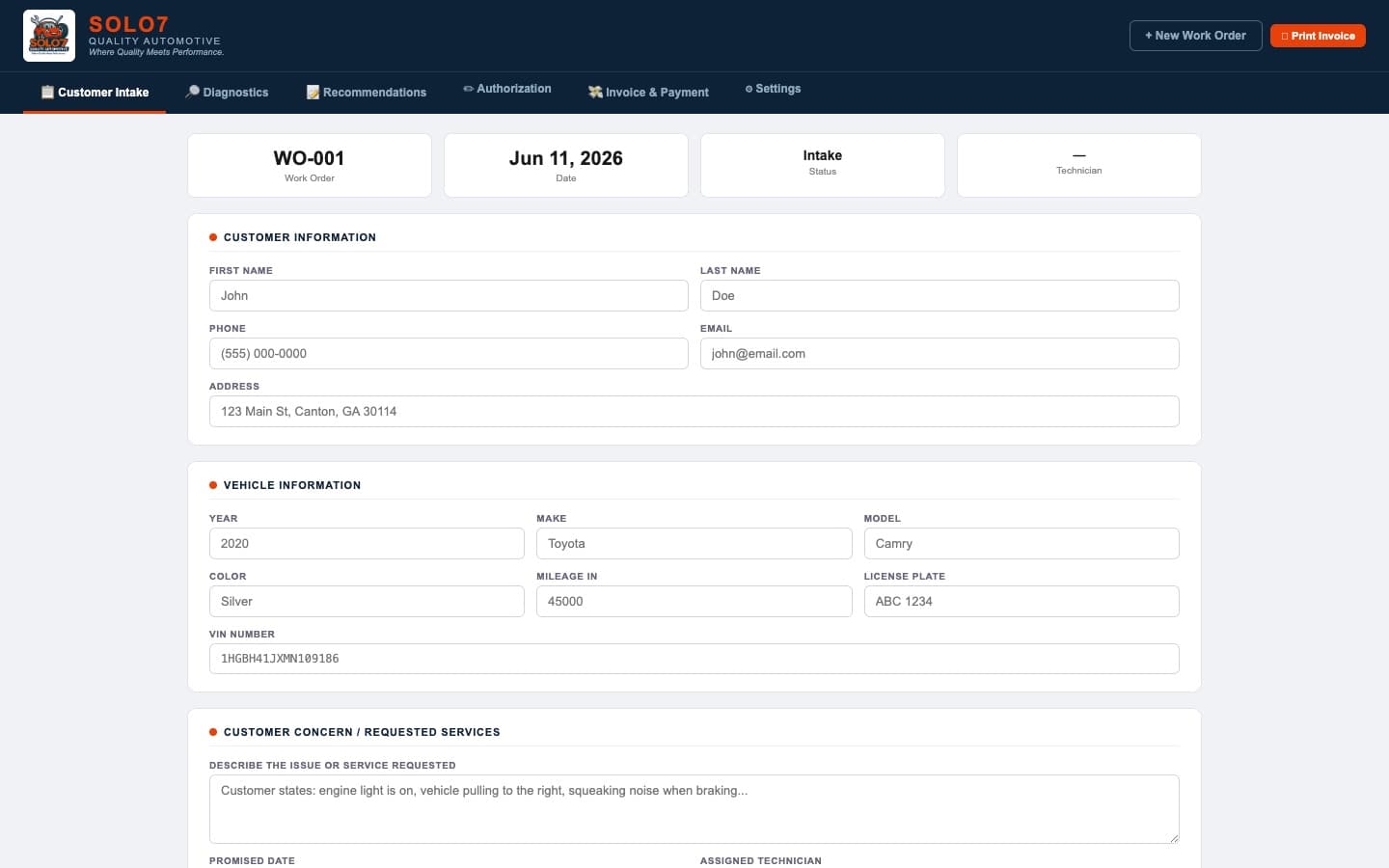 Solo7 Shop Management screenshot